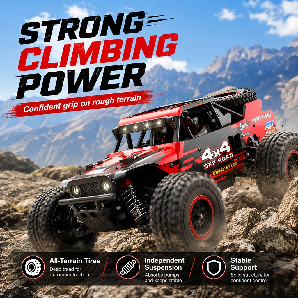 ZNLYRION RC Monster Truck SG202MAX Scale1:16 Truck 4WD Brushless 55KM/H 2.4G Remote Control Off-Road Car with LED Lights for Boys Adults