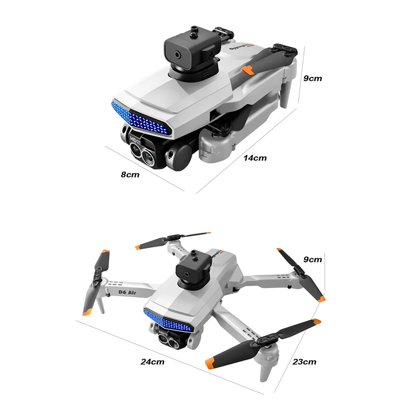ZNLYRION D6 Air Foldable RC Drone 4K Dual Camera 5-Side Obstacle Avoidance Optical Flow Hover 2.4G WIFI FPV APP Control One Key Return Quadcopter Toy
