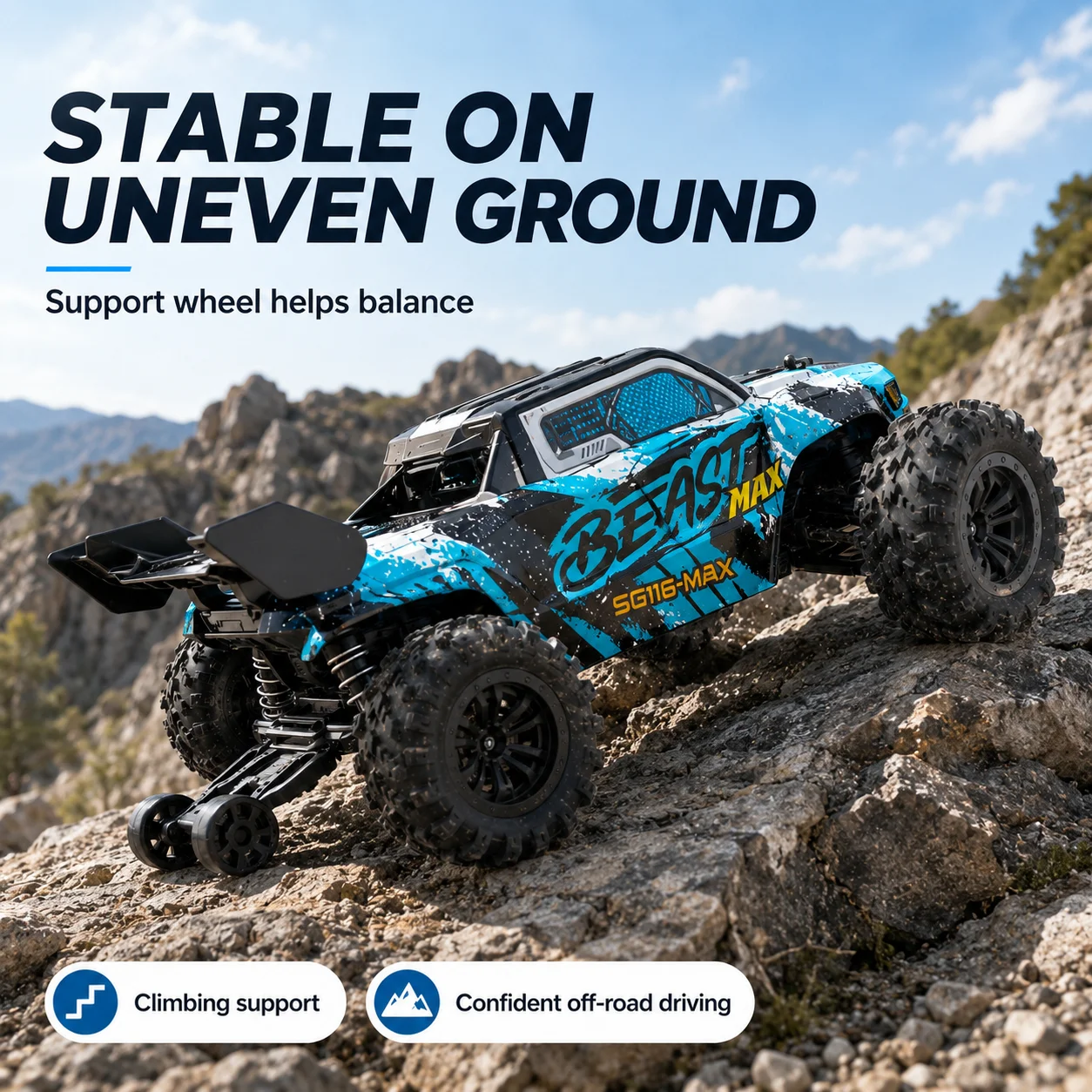 ZNLYRION RC Off-Road Truck SG116 MAX PRO 4WD Up to 40KM/H Brushed/Brushless Optional All Terrain Monster Truck With LED Headlight 2.4G Remote Control RC Car Toys For Adults Kids