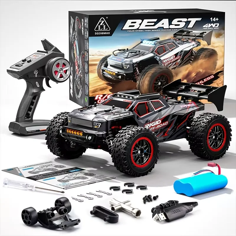 ZNLYRION SG316MAX Brushless RC Off Road Truck 55+KM/H 4WD All Metal Differential Chassis 2.4G Full Proportional Remote Control RC Buggy With LED Light Hobby Car