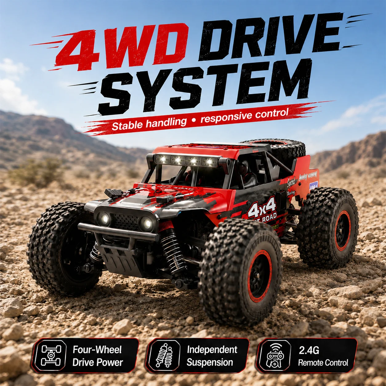 ZNLYRION RC Monster Truck SG202MAX Scale1:16 Truck 4WD Brushless 55KM/H 2.4G Remote Control Off-Road Car with LED Lights for Boys Adults
