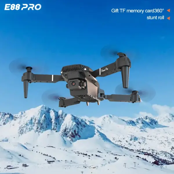 ZNLYRION E88 Pro 4K HD Dual Camera Drone Foldable Design Smart Hover 2.4G Remote Control Drone with LED Light for Beginners Kids Adults