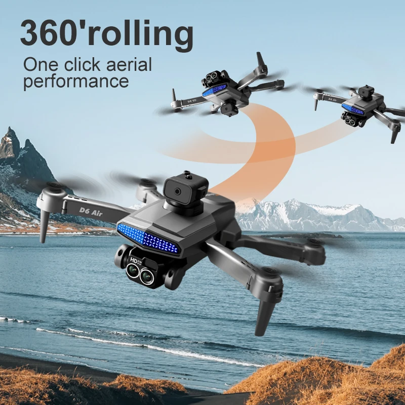 ZNLYRION D6 Air Foldable RC Drone 4K Dual Camera 5-Side Obstacle Avoidance Optical Flow Hover 2.4G WIFI FPV APP Control One Key Return Quadcopter Toy